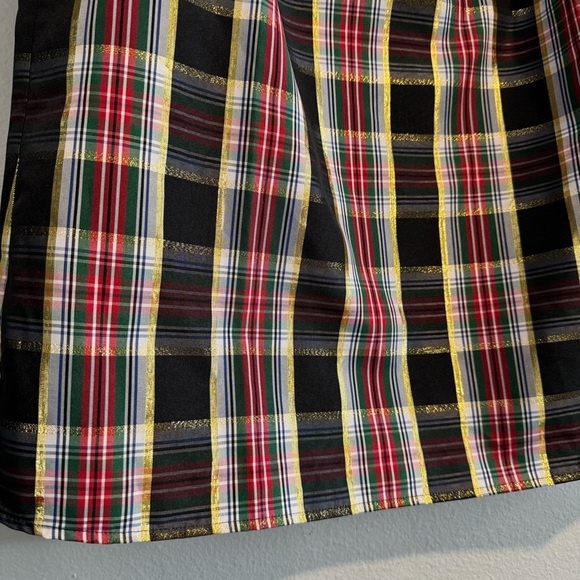 Talbots Tartan Plaid Metallic Sleeveless Top Bow Accent Holiday Festive L Petite - Picture 3 of 7